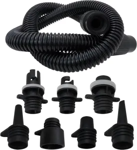 New ABS Material -High Temperature Resistance, Electric Hand Air Pump Accessories-Paddle Board Pump Adapter Hose, Sup Pump Adaptor Kit w/ 7 Air Valve Nozzles and 3.3 Ft Hose