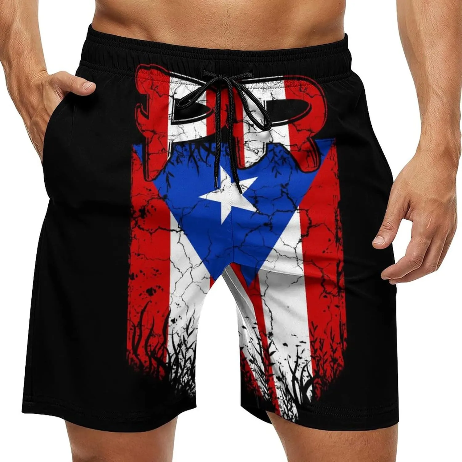NHJMH Mens Swim Trunks Men Quick Dry Swim Short with Pockets Trinidad and Tobago Flag Board Beach Shorts