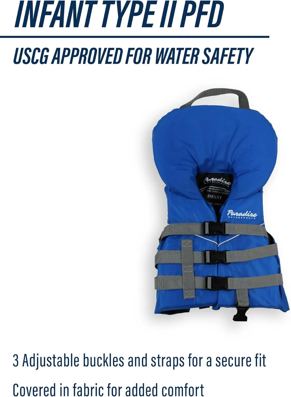 Paradise Water Sports - Universal Infant Type II PFD, USCG Approved Life Vest for Boating, Swimming and Watersports - (One Size)