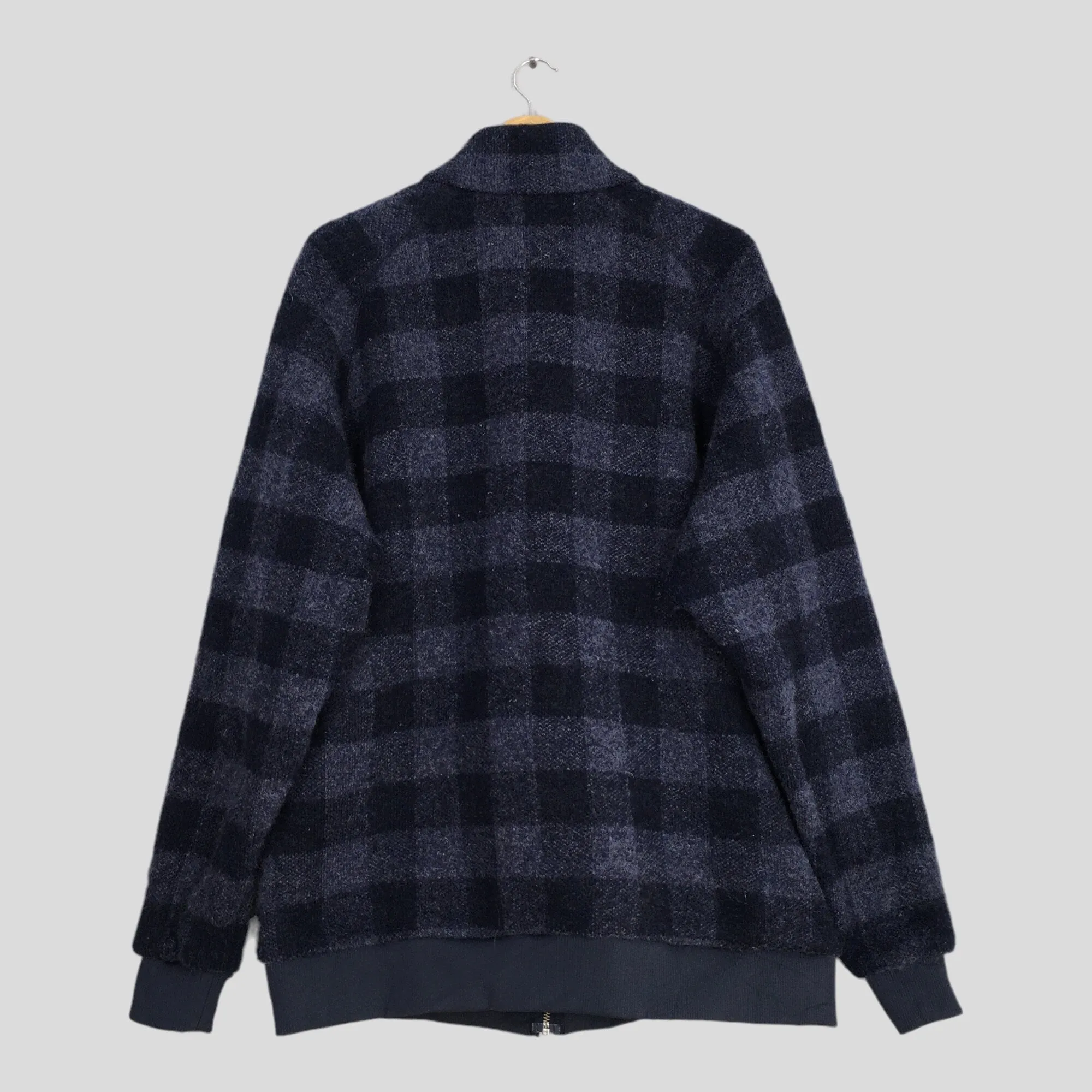 Patagonia Fleece Wool Checkered Zipper Sweater XLarge