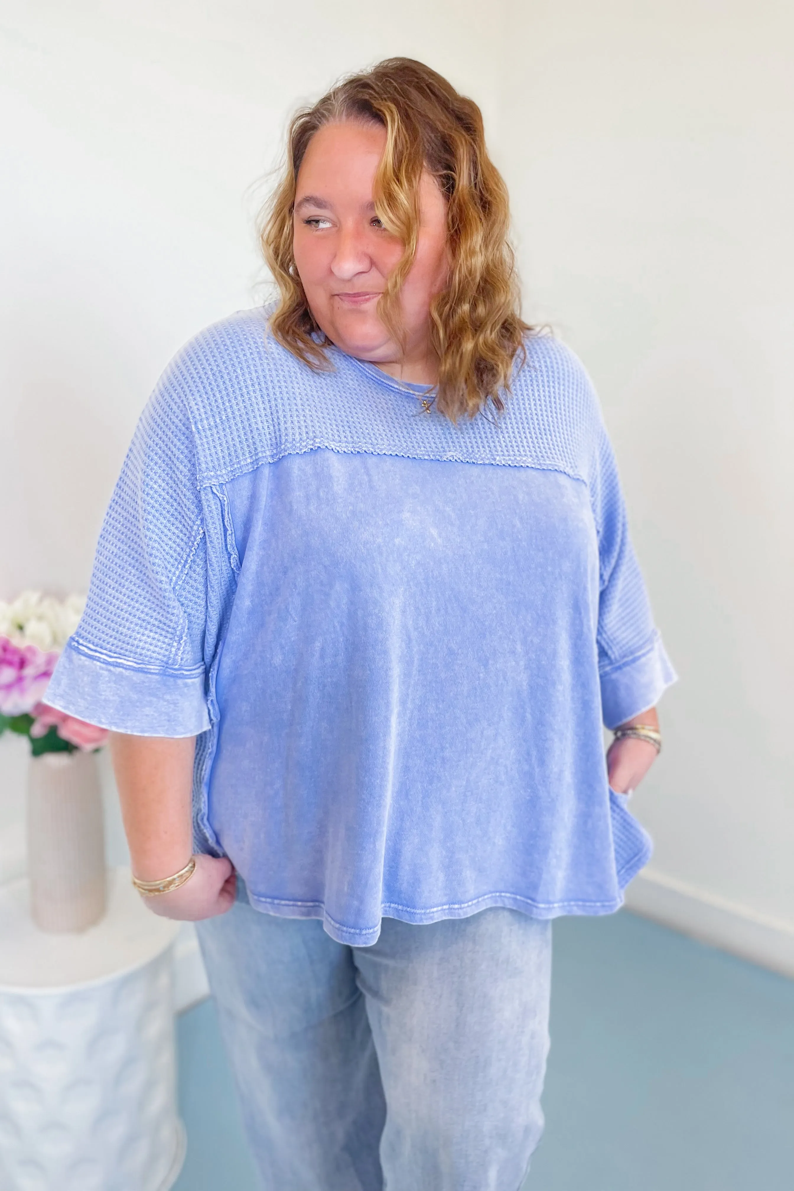 Perry Thermal Mix Terry Knit Mineral Washed Knit Top