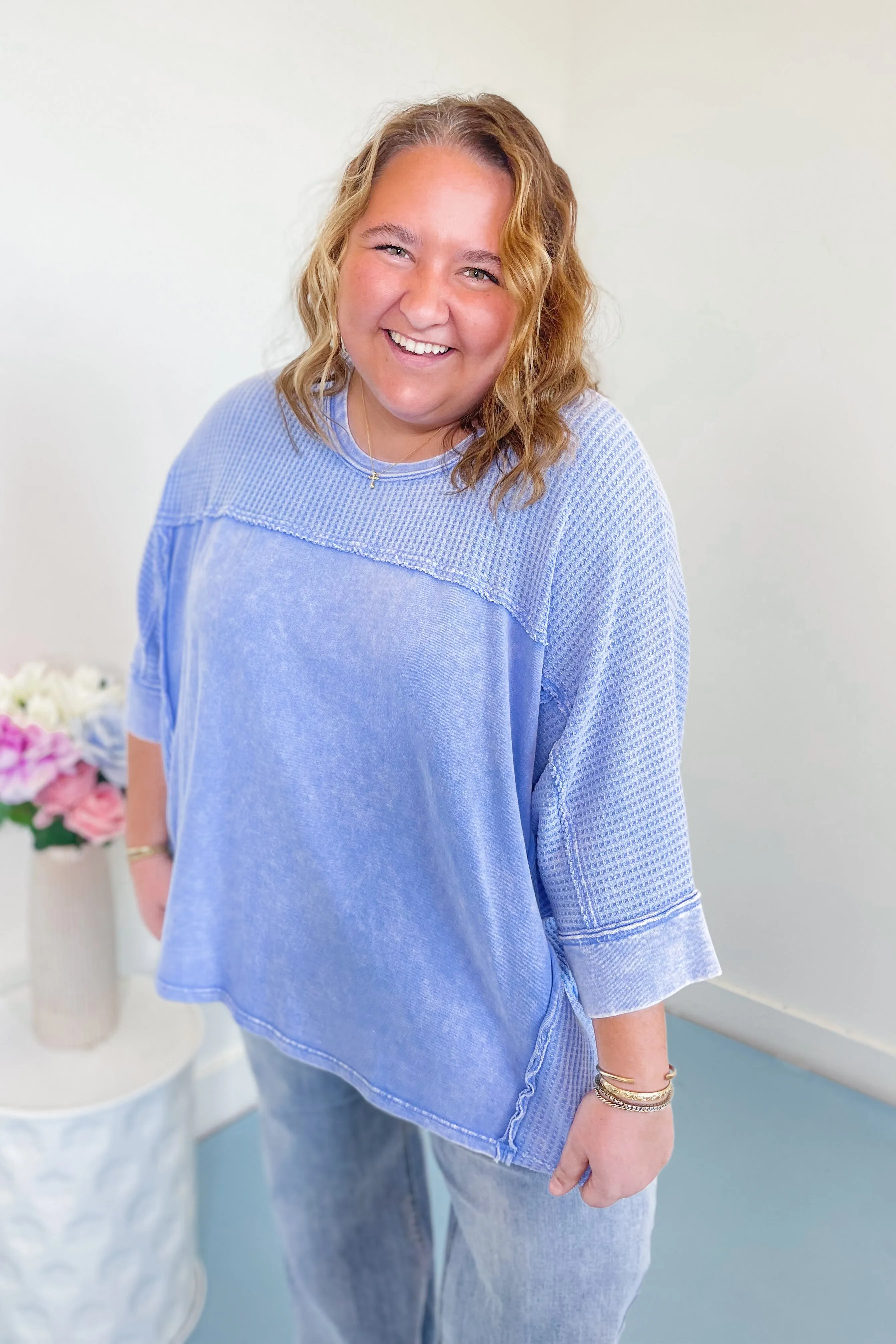 Perry Thermal Mix Terry Knit Mineral Washed Knit Top