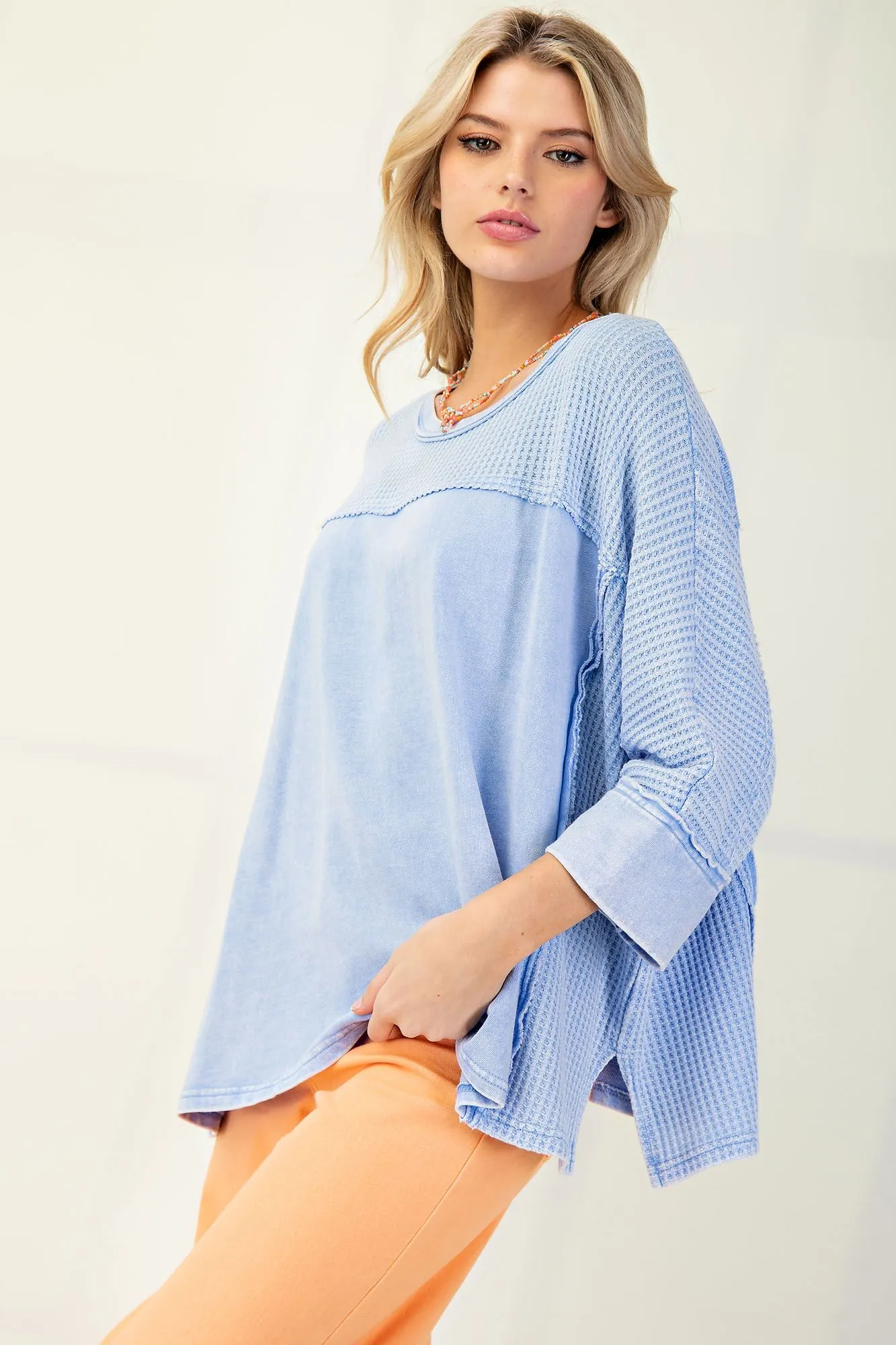 Perry Thermal Mix Terry Knit Mineral Washed Knit Top