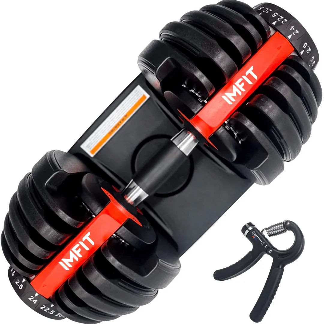 Pickup in store-IMFit 5lb-52.5lb Adjustable Dumbbell with Free Hand Grip- Weight adjusts from 5 to 52.5 lbs. 15 Adjustable Weight Settings, Space Efficient Compact Design, Easily Switch Exercises.