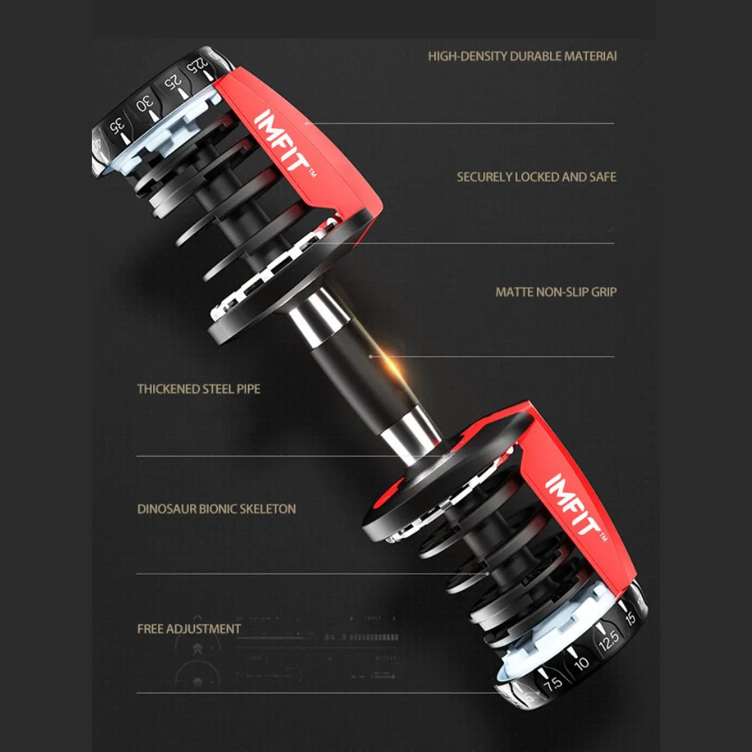 Pickup in store-IMFit 5lb-52.5lb Adjustable Dumbbell with Free Hand Grip- Weight adjusts from 5 to 52.5 lbs. 15 Adjustable Weight Settings, Space Efficient Compact Design, Easily Switch Exercises.