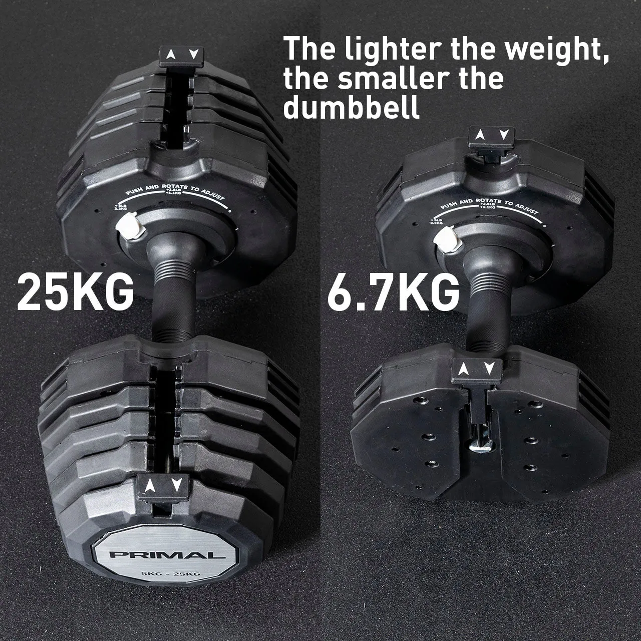 Primal Personal Series 25kg Adjustable Dumbbells (PAIR)