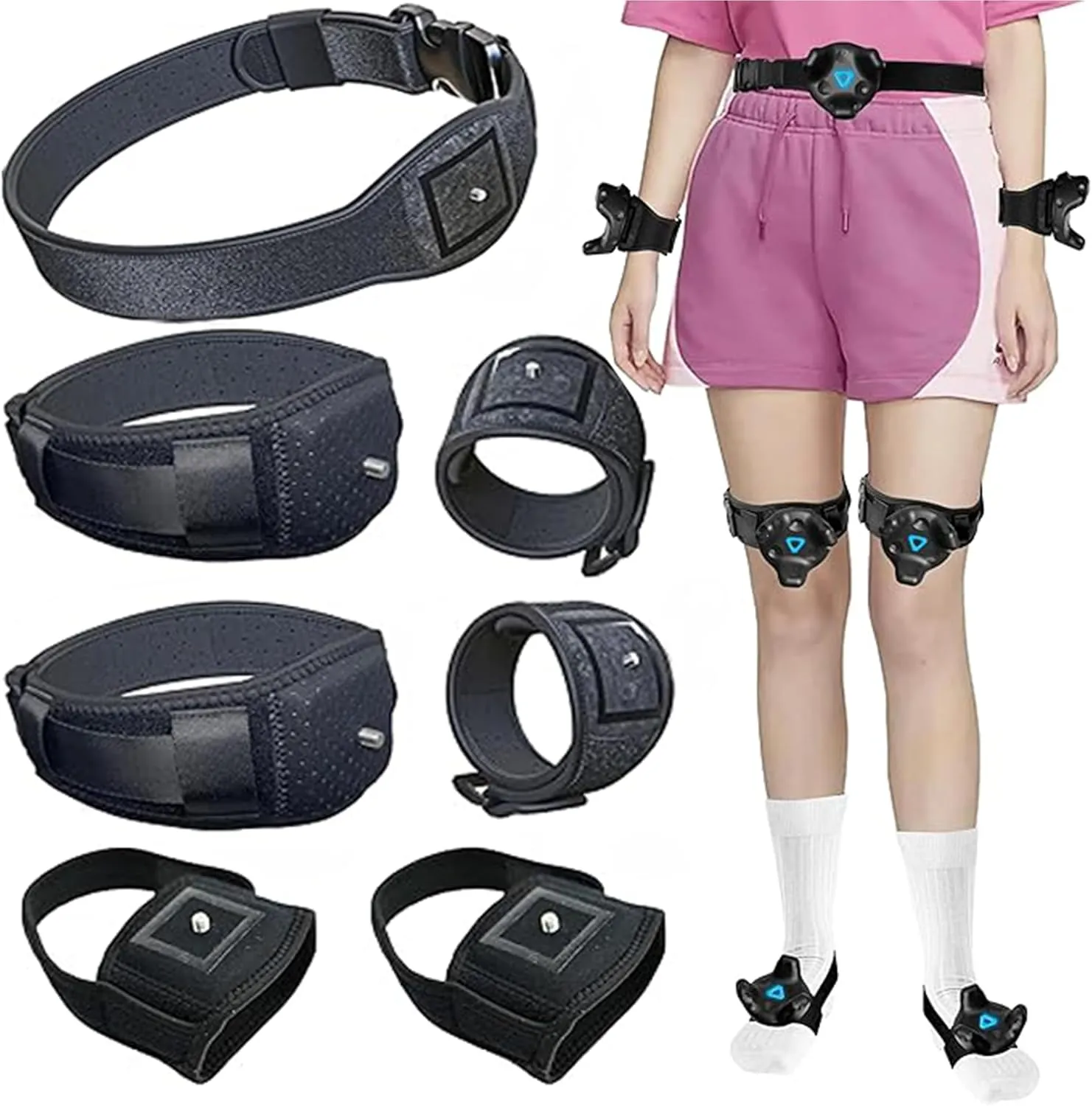 Skywin Adjustable VR Trackers Strap for HTC Vive, Full Body Tracking Band for Virtual Reality, 1 Waist Belt, 2 Feet, 2 Hands, 2 Legs Bundle (Trackers Not Incl)