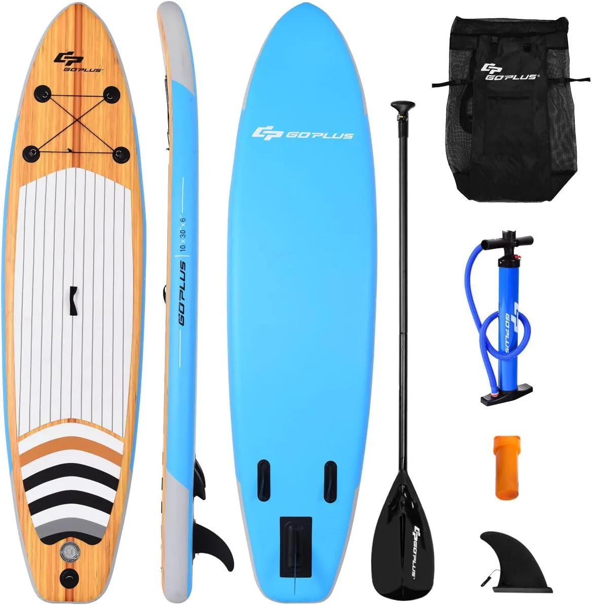 Stand up Paddle Board, Inflatable Surfboard with Retractable Paddle, Body Surfing Board, Pump Included, Removable Center Fin, Wax Free