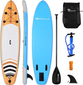 Stand up Paddle Board, Inflatable Surfboard with Retractable Paddle, Body Surfing Board, Pump Included, Removable Center Fin, Wax Free