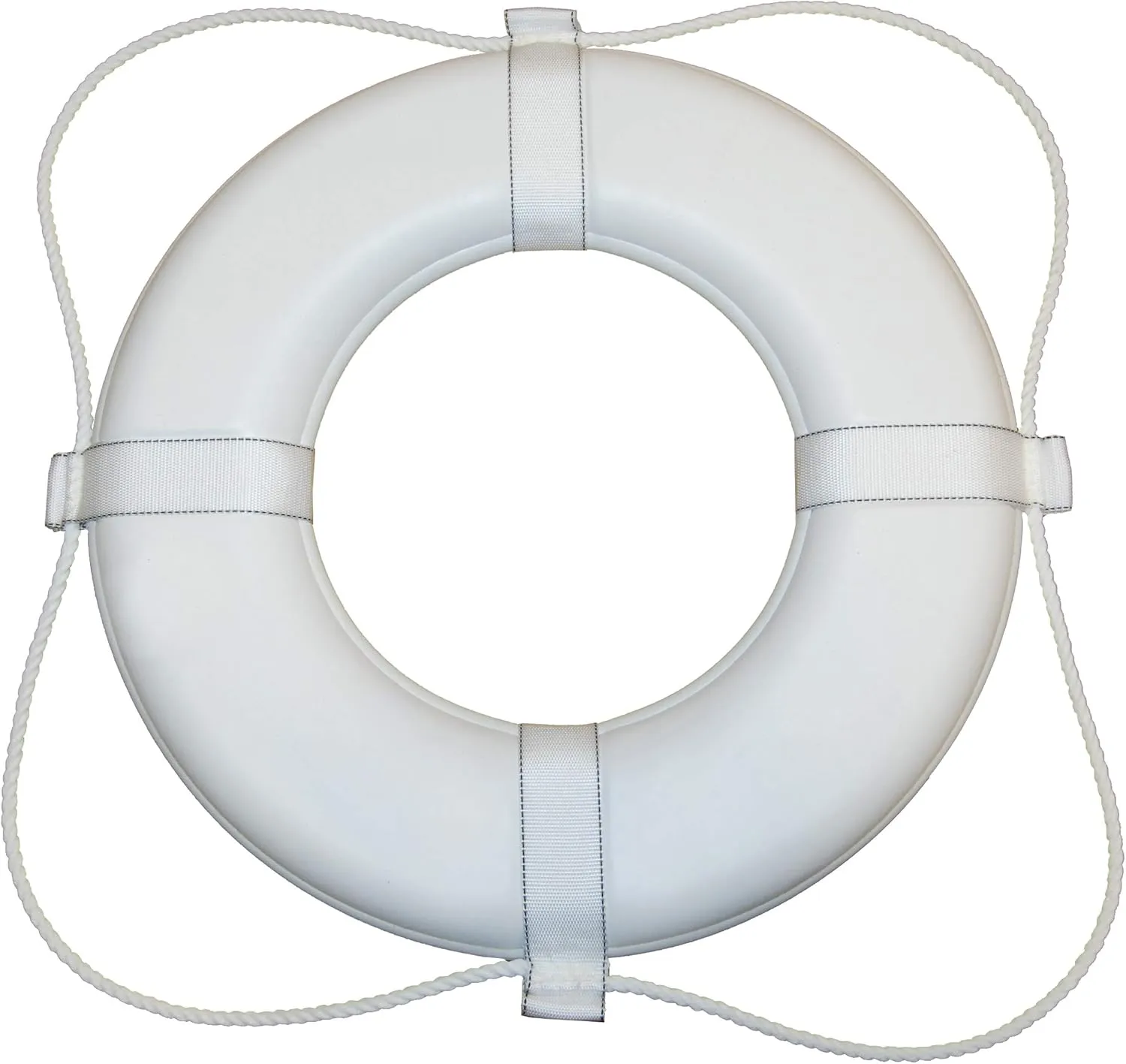 Taylor Made Vinyl Coated Foam Life Ring with White Grab Lines, White (20")  Puncture, tear, scuff-resistant  United States Coast Guard approved for commercial and recreational use  2020122283