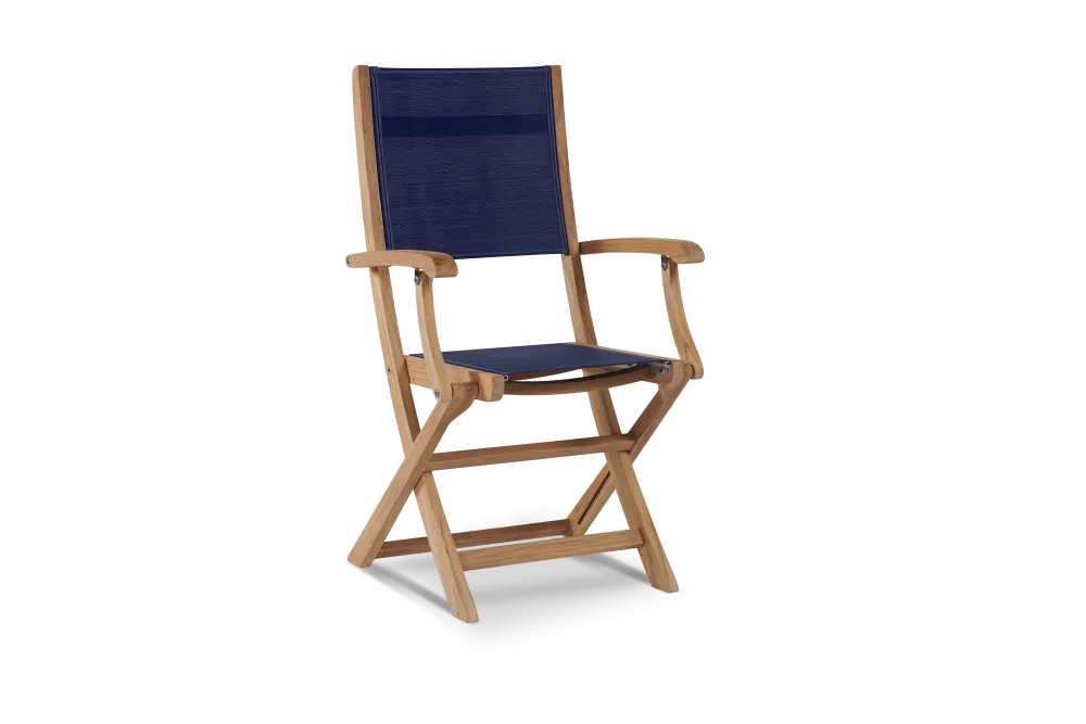 TEAK DINING SET WITH STELLA SLING DINING CHAIRS