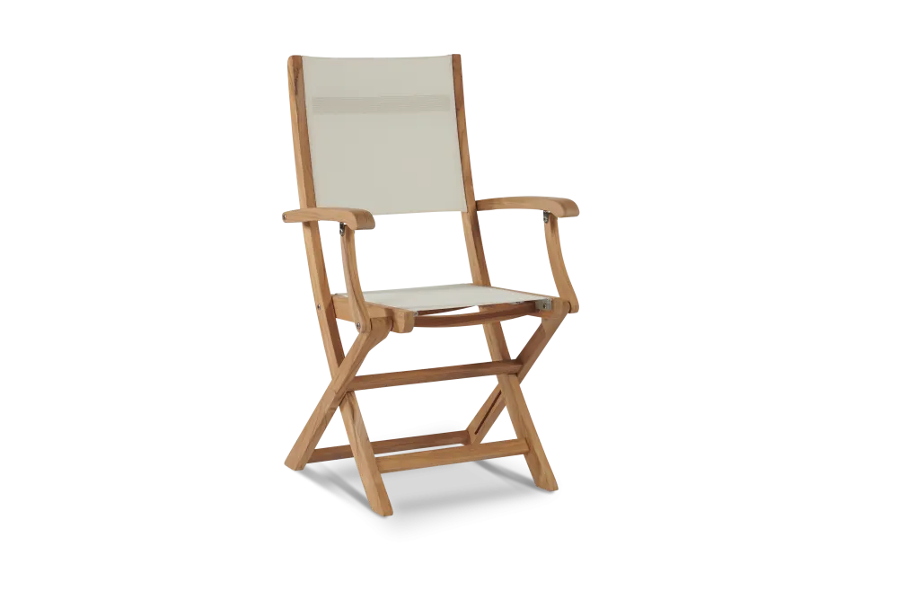 TEAK DINING SET WITH STELLA SLING DINING CHAIRS