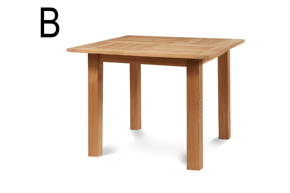 TEAK DINING SET WITH STELLA SLING DINING CHAIRS