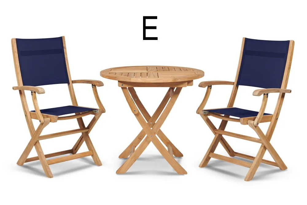 TEAK DINING SET WITH STELLA SLING DINING CHAIRS