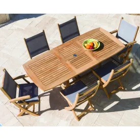 Teak Outdoor Dining Set For 6 - Family (Table) & Sailmate (Chairs)
