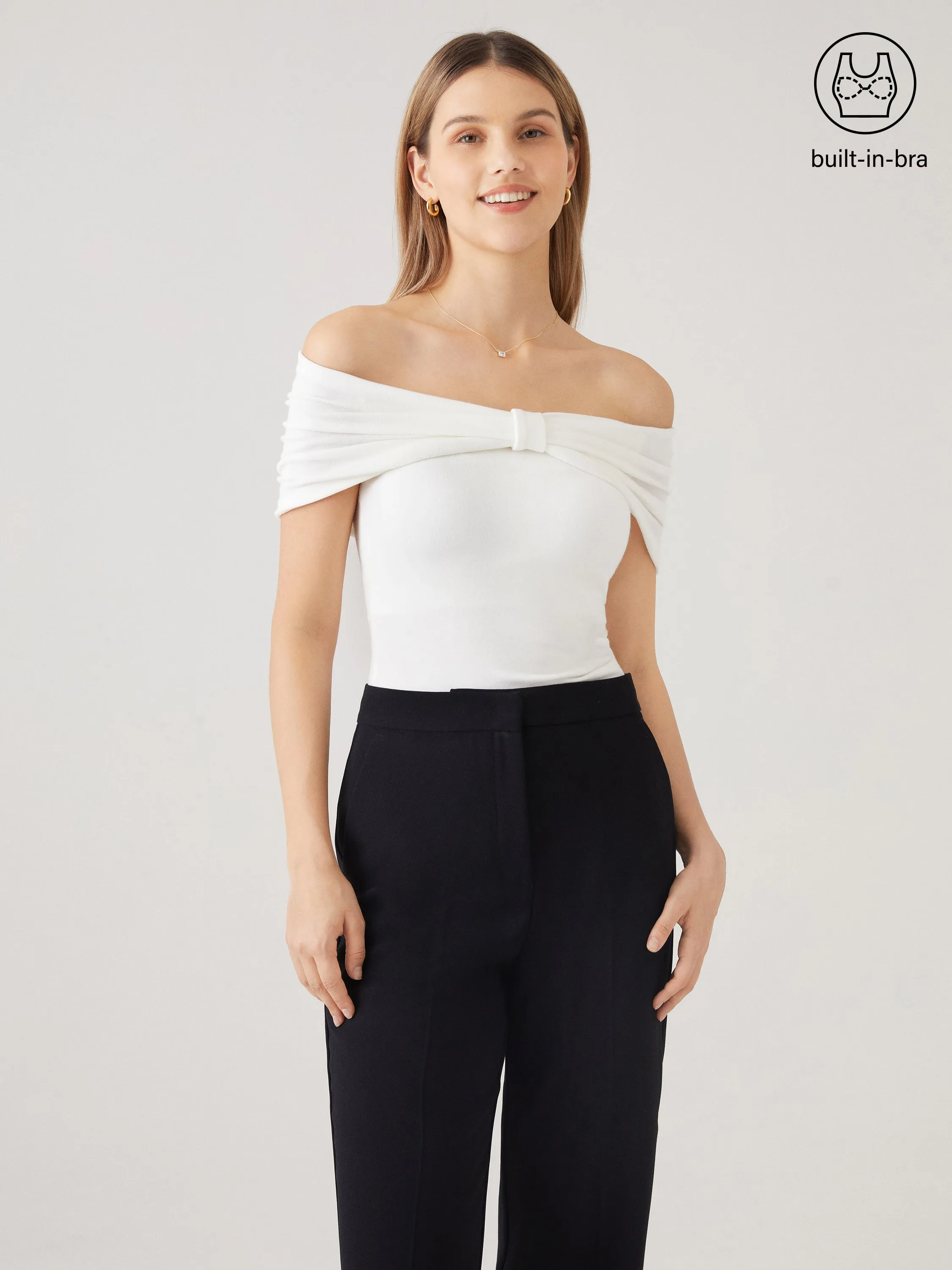 Transformable Bow Cold Shoulder Brami Top