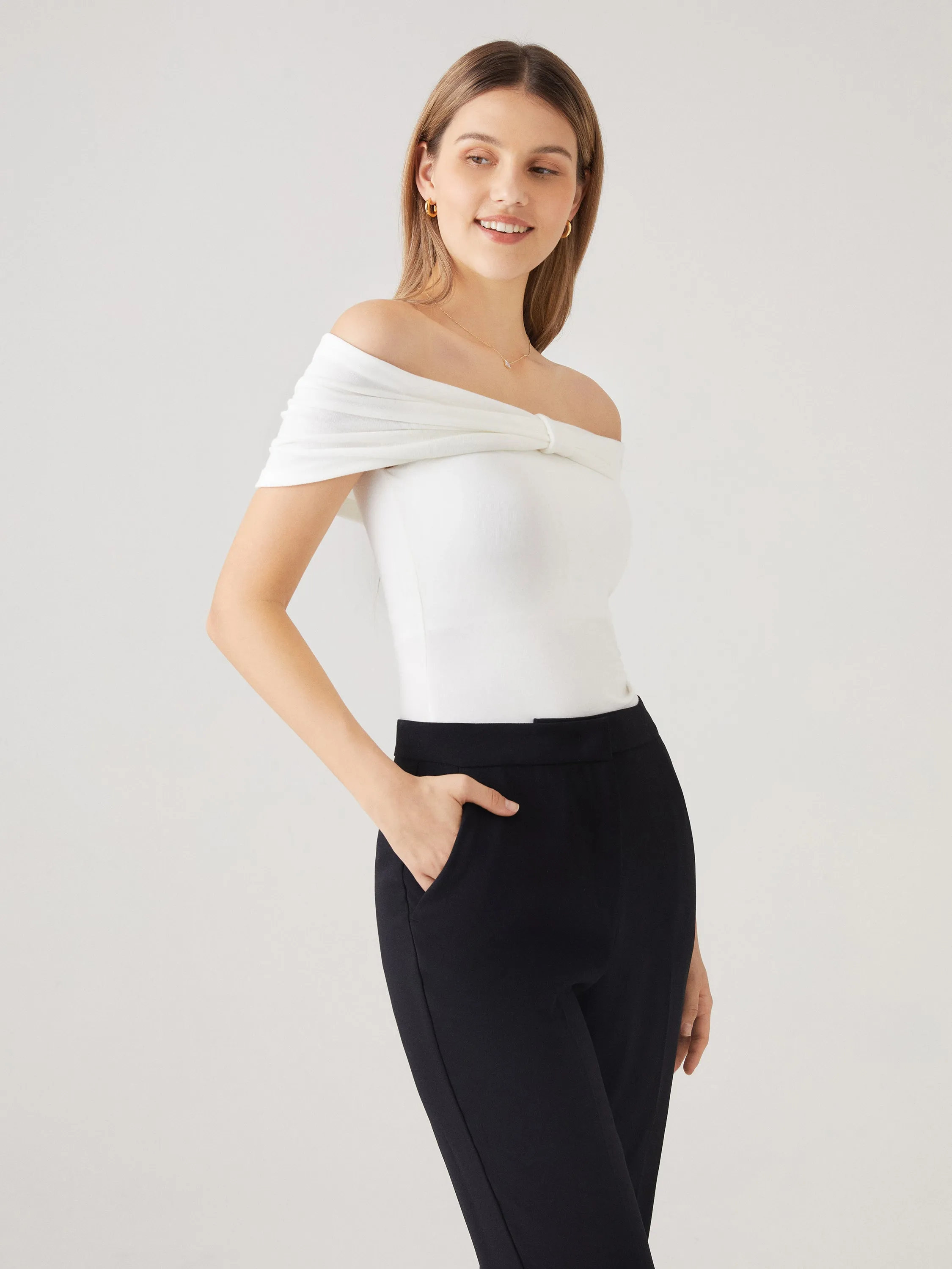 Transformable Bow Cold Shoulder Brami Top