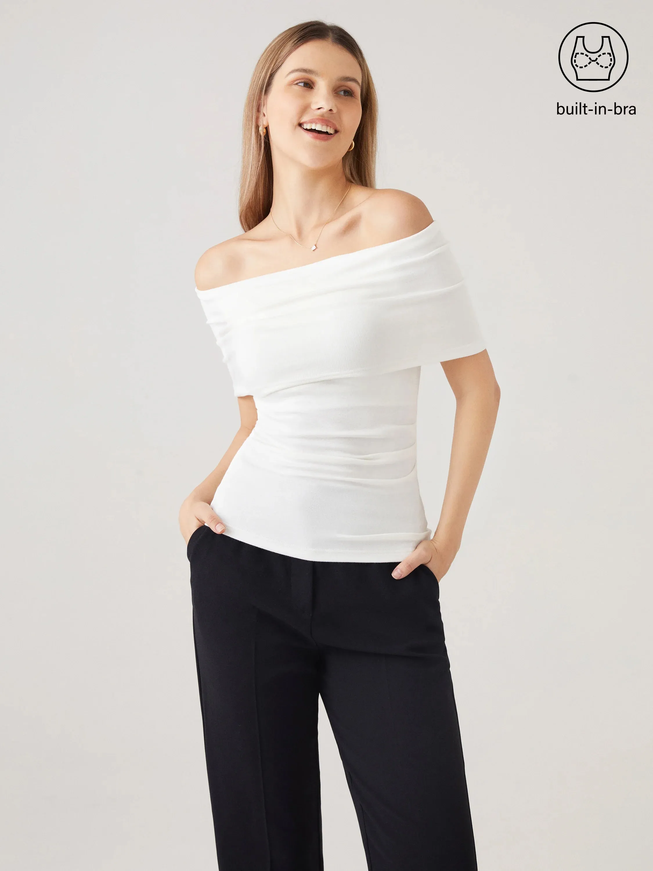 Transformable Bow Cold Shoulder Brami Top