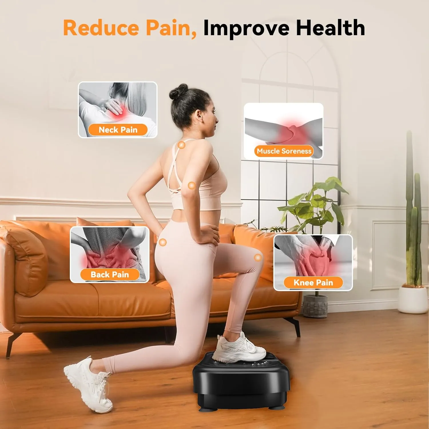 UCIN Vibration Plate Exercise Machine, Vibration Plate for Lymphatic Drainage, 330 Lbs Capacity Vibrating Plate for Weight Loss Home Fitness with Resistance Bands/Pilates Ball