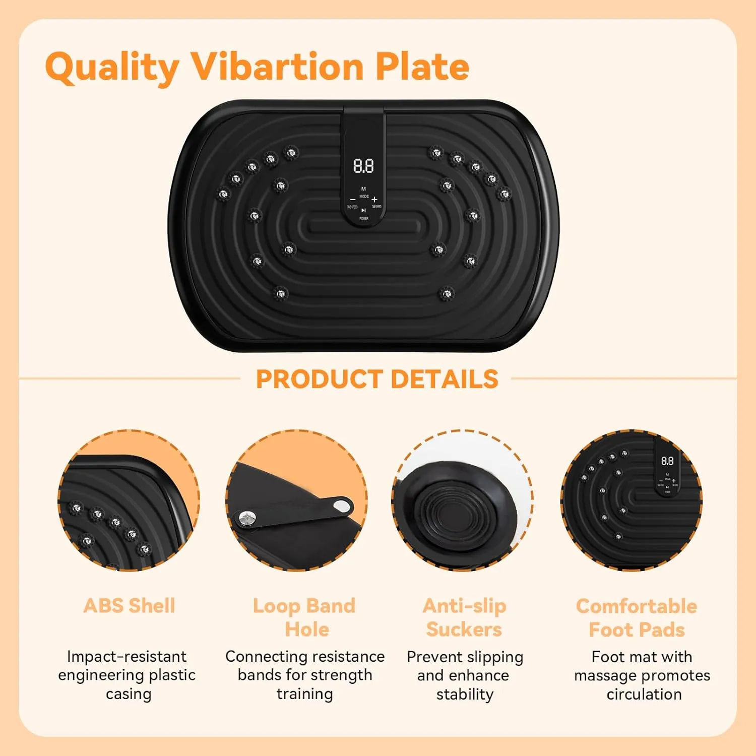 UCIN Vibration Plate Exercise Machine, Vibration Plate for Lymphatic Drainage, 330 Lbs Capacity Vibrating Plate for Weight Loss Home Fitness with Resistance Bands/Pilates Ball