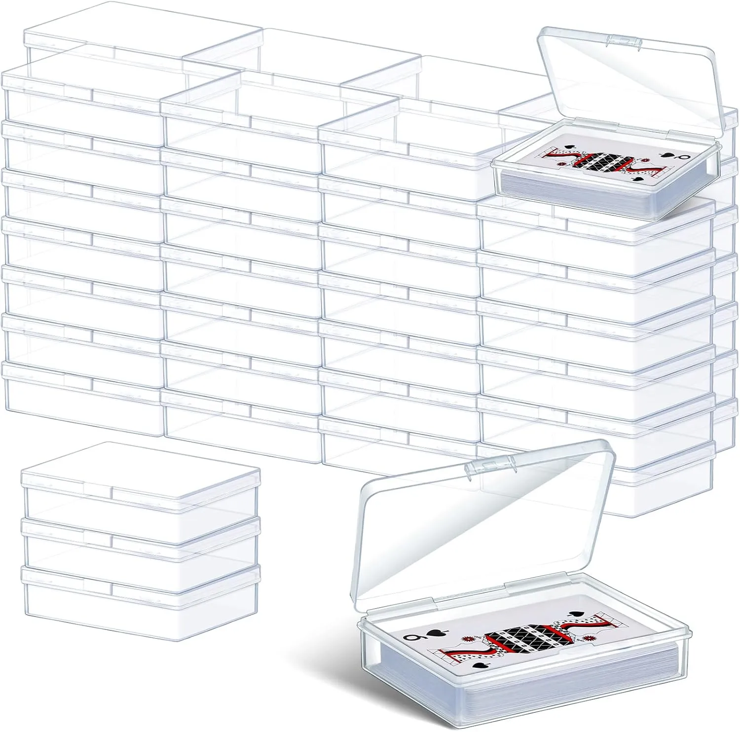 Vicenpal 120 Pcs Playing Card Box Clear Trading Card Case Storage Organizer for Bank Business Gaming, 3.86 x 2.91 x 0.94 Inch
