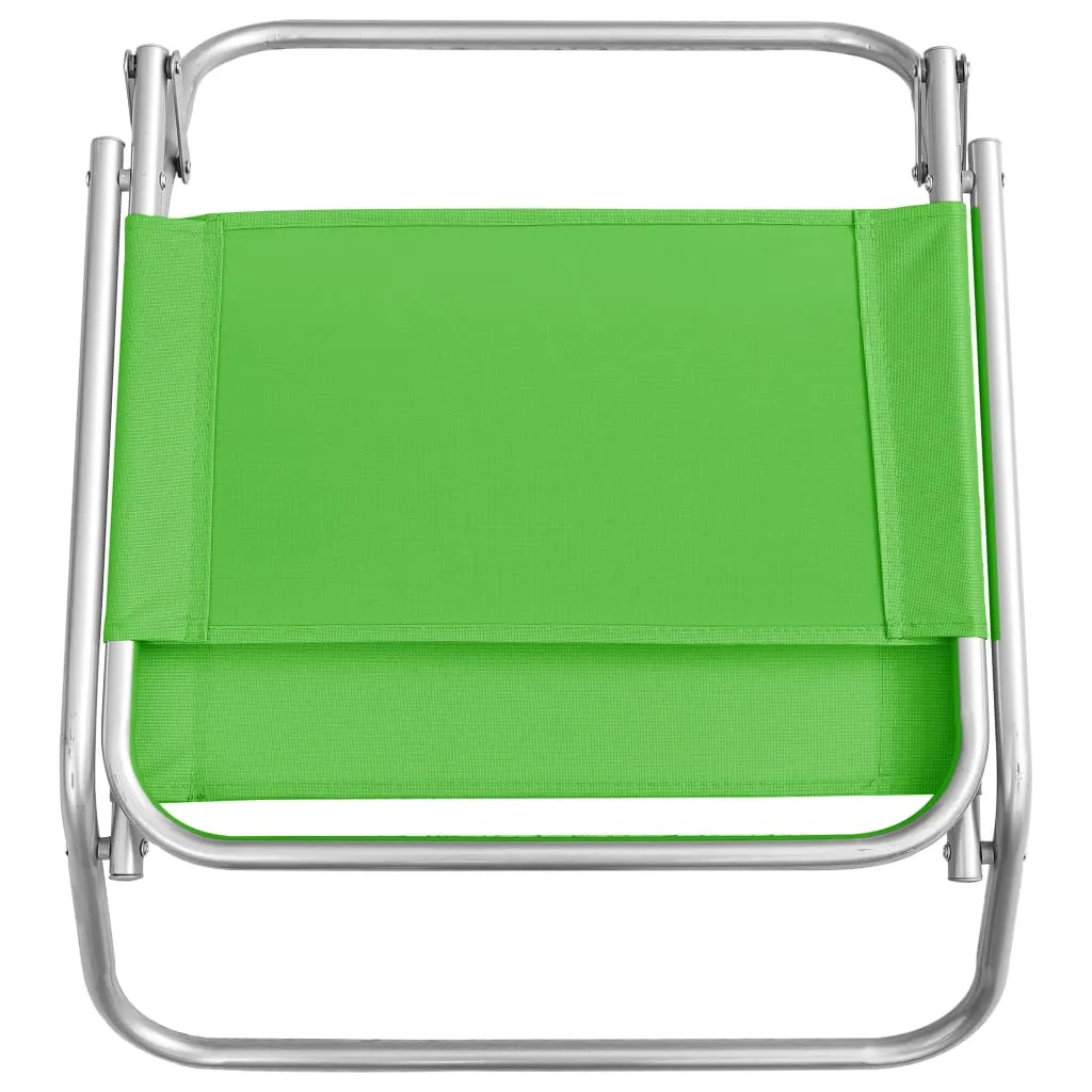 vidaXL Folding Beach Chairs 2 pcs Green Fabric