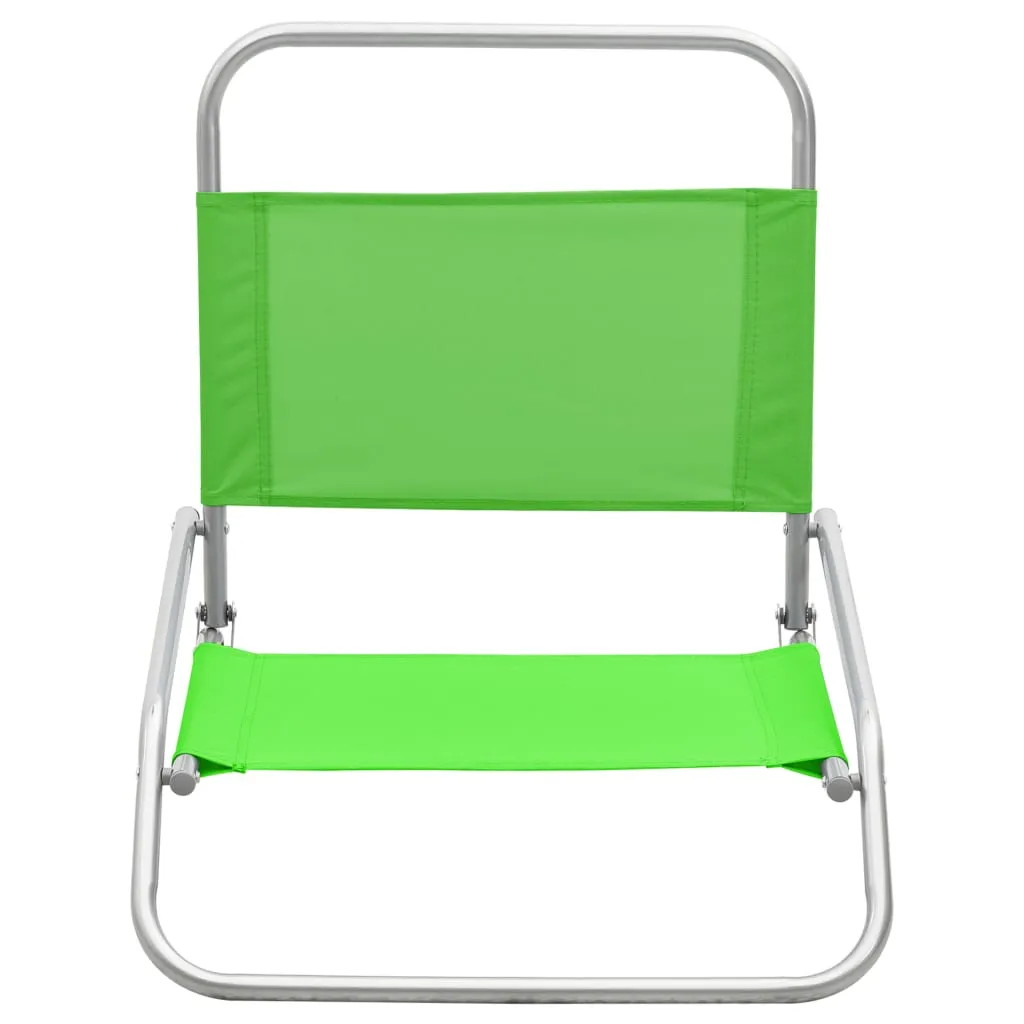 vidaXL Folding Beach Chairs 2 pcs Green Fabric