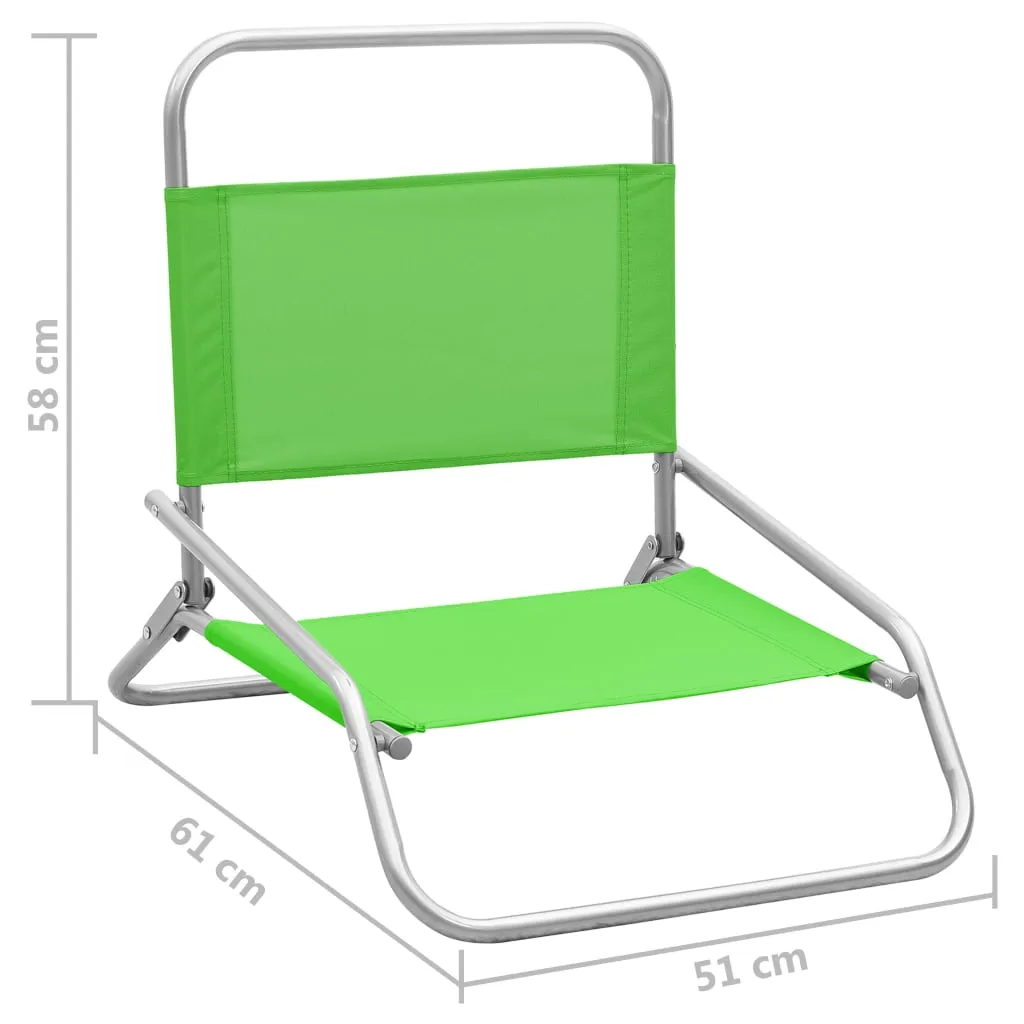 vidaXL Folding Beach Chairs 2 pcs Green Fabric