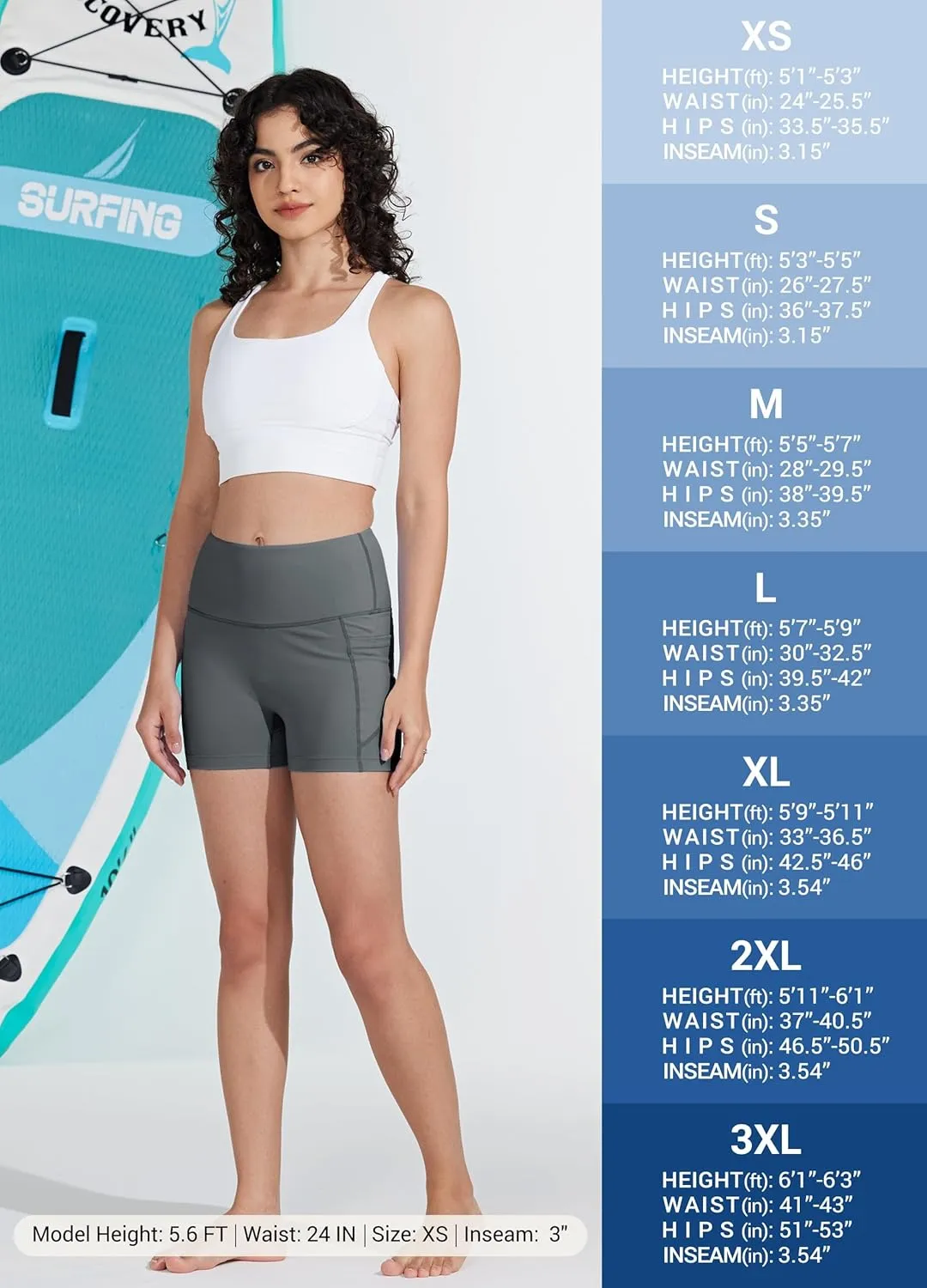 Women's 3"/6" Swim Shorts with Liner Pockets High Waisted Bathing Shorts Bottoms Tummy Control UPF 50 