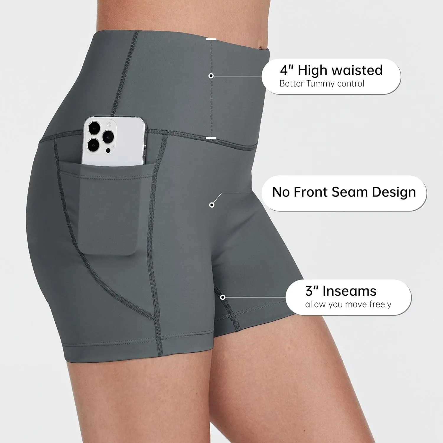 Women's 3"/6" Swim Shorts with Liner Pockets High Waisted Bathing Shorts Bottoms Tummy Control UPF 50 